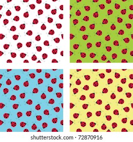 Bright seamless background with ladybugs