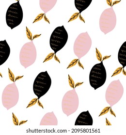 Bright seamless background with lemons. Perfect for wallpaper, gift paper, template filler, web page background, greeting cards. Vector illustration.