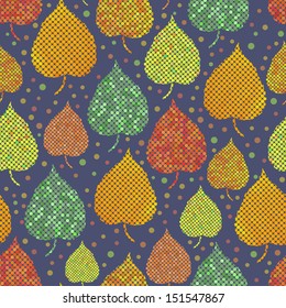 Bright seamless background with multicolored autumn leaves
