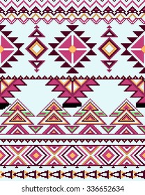 Bright seamless background with pixel pattern in aztec geometric tribal style. Vector illustration.