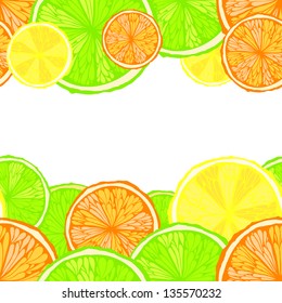 Bright seamless citrus background with space for text. Eps10