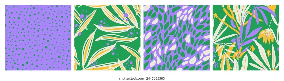 Bright Seamless Classic Flora Scribble Wallpaper. Colorful Endless Elegant Foliage Template, Seamless Backdrop. Pastel Continuous Decoration Beautiful Textile Print. 