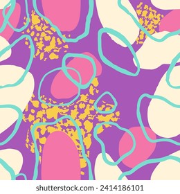 Bright Seamless Color Retro Scribble Print. Vivid Seamless Elegant Trendy Invitation, Seamless Silhouette. Green Endless Trend Artistic Fabrics Art