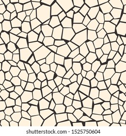 Bright seamless cracks pattern. Light mosaic from polygons on dark background. Suitable for wallpaper, wrapping.