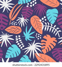 Bright Seamless Creative Bloom Element Backdrop. Dark Continuous Color Tree Fabrics, Seamless Print. Green Repetitive Doodle Simple Leaves Vector. 