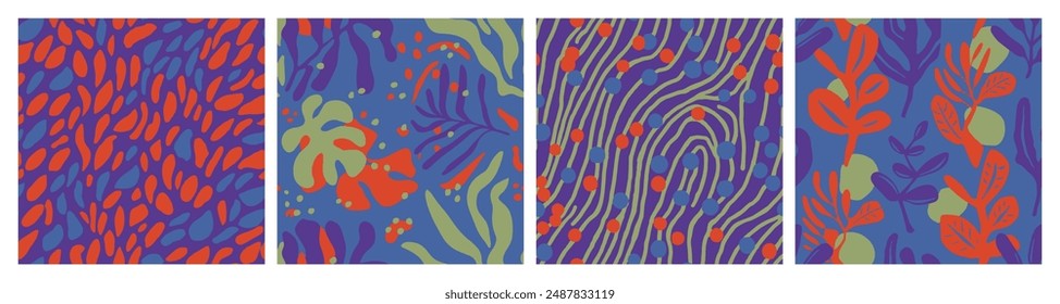 Helle nahtlose Creative Flora Vorlage Print. Gradient repetitive Dekoration natürliche Kunstwerke, nahtloses Muster. Bunte nahtlose Doodle isoliert Ornament Set. 