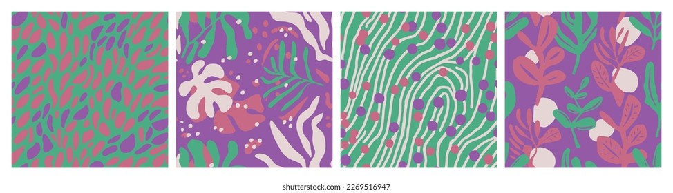 Colección de elementos de follaje creativo y brillante. Invitación De Belleza De Moda Sin Púrpura, Conjunto Sin Maravillas. Impresión del estilo de bifurcación de Doodle repetitivo naranja. 