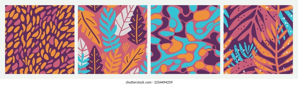 Helles, nahtloses Dekor mit Strandelementen. Blauer, wiederholter zeitgenössischer Gartenmaler, nahtloser Hintergrund. Farbenfrohe endlose Elegante Dschungelstil Kunst. 