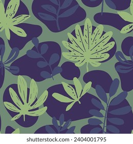 Bright Seamless Decoration Beauty Surface Vector. Dark Seamless Creative Modern Leaves, Seamless Print. Pastel Repeated Fashion Vintage Shape Art. 