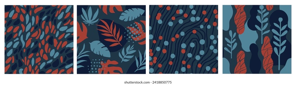 Bright Seamless Decoration Modern Illustration Backdrop. Purple Repeated Fashion Retro Textile, Seamless Texture. Dark Seamless Creative Isolated Artwork Collection. 