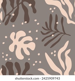 Bright Seamless Decoration Organic Watercolor Wallpaper. Dark Endless Contemporary Bloom Style, Seamless Backdrop. Green Continuous Creative Beautiful Lines Vector. 