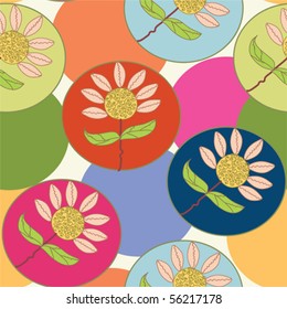 Bright seamless decoration pattern with big flowers