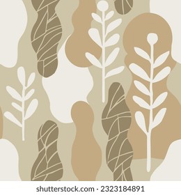Bright Seamless Decoration Spring Style Texture. Orange Endless Fashion Beautiful Leaves, Seamless Art. White Continuous Classic Palm Element Backdrop. 