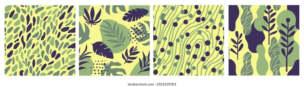 Bright Seamless Decoration Tree Template Design. Light Continuous Fashion Organic Fabrics, Seamless Vector. Purple Repetitive Contemporary Beautiful Surface Set. 