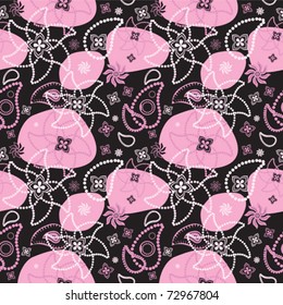 bright seamless decorative floral texture at black background