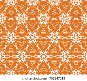 Bright seamless decorative geometric pattern with lace flower design. Vector illustration. For fashion, scrapbooking, invitation
