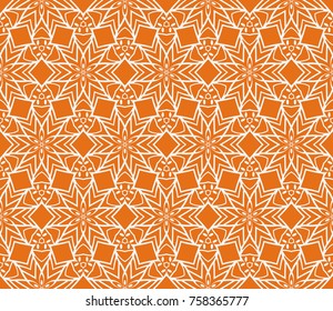 Bright seamless decorative geometric pattern with lace flower design. Vector illustration. For fashion, scrapbooking, invitation