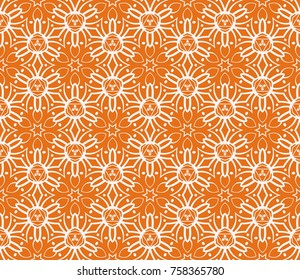 Bright seamless decorative geometric pattern with lace flower design. Vector illustration. For fashion, scrapbooking, invitation