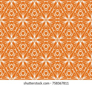 Bright seamless decorative geometric pattern with lace flower design. Vector illustration. For fashion, scrapbooking, invitation