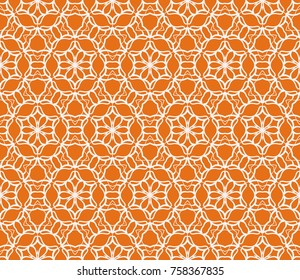 Bright seamless decorative geometric pattern with lace flower design. Vector illustration. For fashion, scrapbooking, invitation