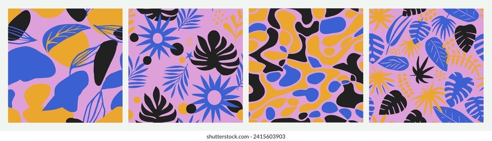 Bright Seamless Doodle Beauty Artwork Pattern. Blue Endless Abstract Isolated Template, Seamless Collection. Green Seamless Summer Tropic Surface Art. 