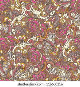 Bright seamless doodle pattern. Color print