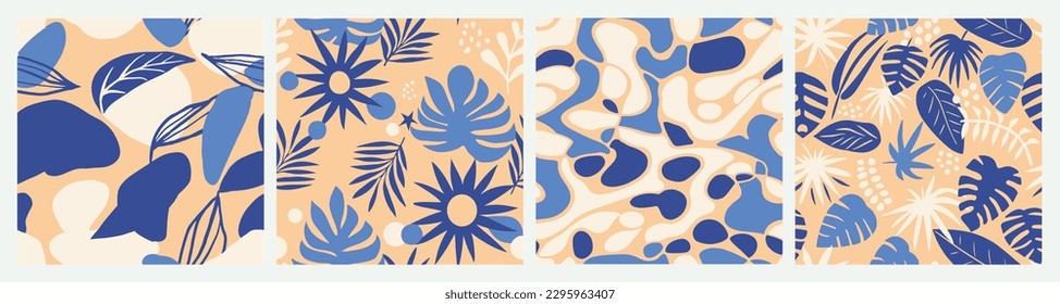 Diseño Elegante Y Luminoso De Plantilla De Playa. Pintura Retro Clásica Sin Margen Blanca, Vector Sin Marea. Conjunto de Textiles De Árbol De Doodle Continuo Negro. 
