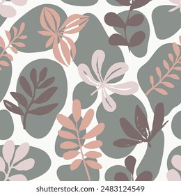 Bright Seamless Elegant Spring Paint Texture. Gradient Repeated Nature Foliage Surface, Seamless Print. Vibrant Continuous Contemporary Branch Element Backdrop. 