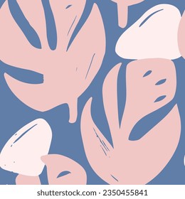 Bright Seamless Fashion Palm Paint Texture. White Endless Decoration Artistic Ornament, Seamless Design. Gradient Seamless Contemporary Flora Illustration Background. 