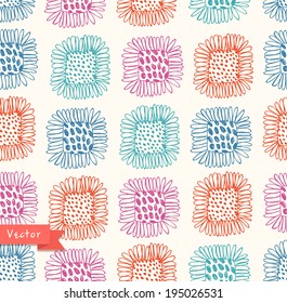 Bright seamless floral pattern. Background with sunflowers. Summer hand drawn texture