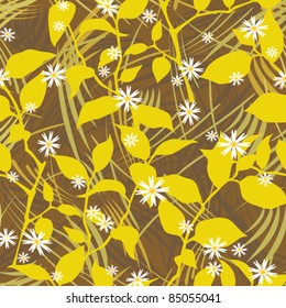Bright seamless floral pattern with daisies in grass