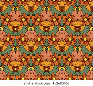 Bright seamless floral pattern in ethnic style