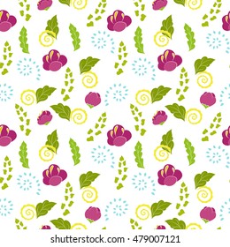 bright seamless floral pattern in pink, blue, green and yellow colors