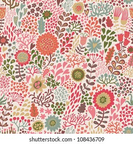 Patrón floral brillante sin fisuras en estilo retro