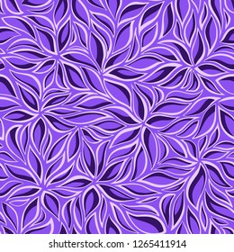 Bright seamless floral vector pattern. Flowers and leaves vectorial in purple colors.