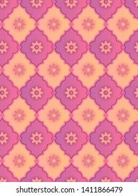 Bright seamless geometric damask pattern. Suits for textile, wrapping or decor