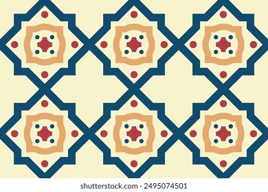 Bright seamless geometric ornamental pattern. Tile mosaic repeatable texture. Colorful ornate vintage background