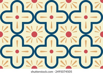 Bright seamless geometric ornamental pattern. Tile mosaic repeatable texture. Colorful ornate vintage background
