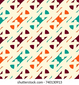 Bright seamless geometric pattern with alternate colorful elements.