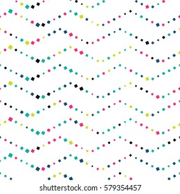 Bright seamless geometric pattern of colorful squares. White background.