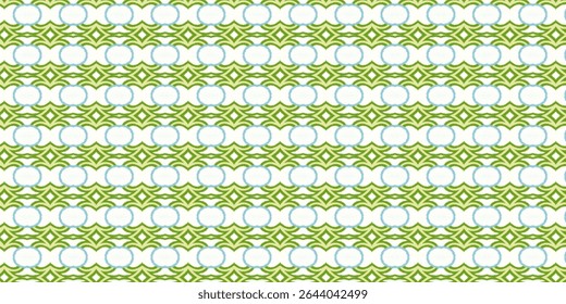 Bright seamless geometric pattern with vivid contrast of blue and green on white. Ideal for textiles, web backgrounds, and bold visual design. Seamless, geometric, pattern, bold, textile.