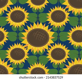 Bright seamless graphic pattern with sunflowers