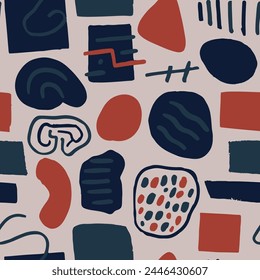 Bright Seamless Grunge Geometric Paint Wrapping. Green Seamless Doodle Decorative Surface, Seamless Sketch. Blue Repetitive Color Simple Fabrics Texture
