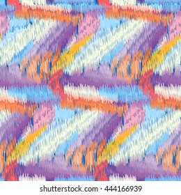 Bright seamless Ikat Pattern with wavy lines. Abstract background for textile design, wallpaper, surface textures, wrapping paper.