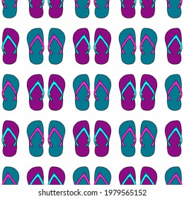 Helle, nahtlose Illustration mit Flip-Flops auf weißem Hintergrund. Vektorgrafik.