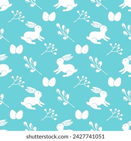 Bright seamless illustration with hares. Vector drawing. Easter.