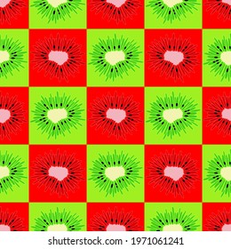 Bright seamless illustration with kiwi fruit. Vector drawing.