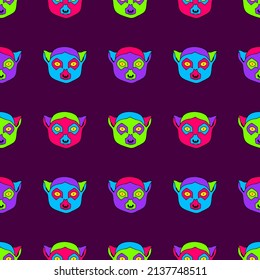 Bright seamless illustration with lemurs. Vector drawing.