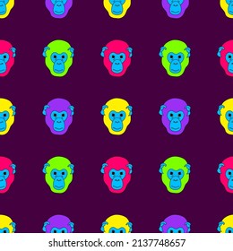 Bright seamless illustration with monkeys. Vector drawing.