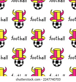 Bright seamless illustration on the theme of football. Vector drawing on a white background.